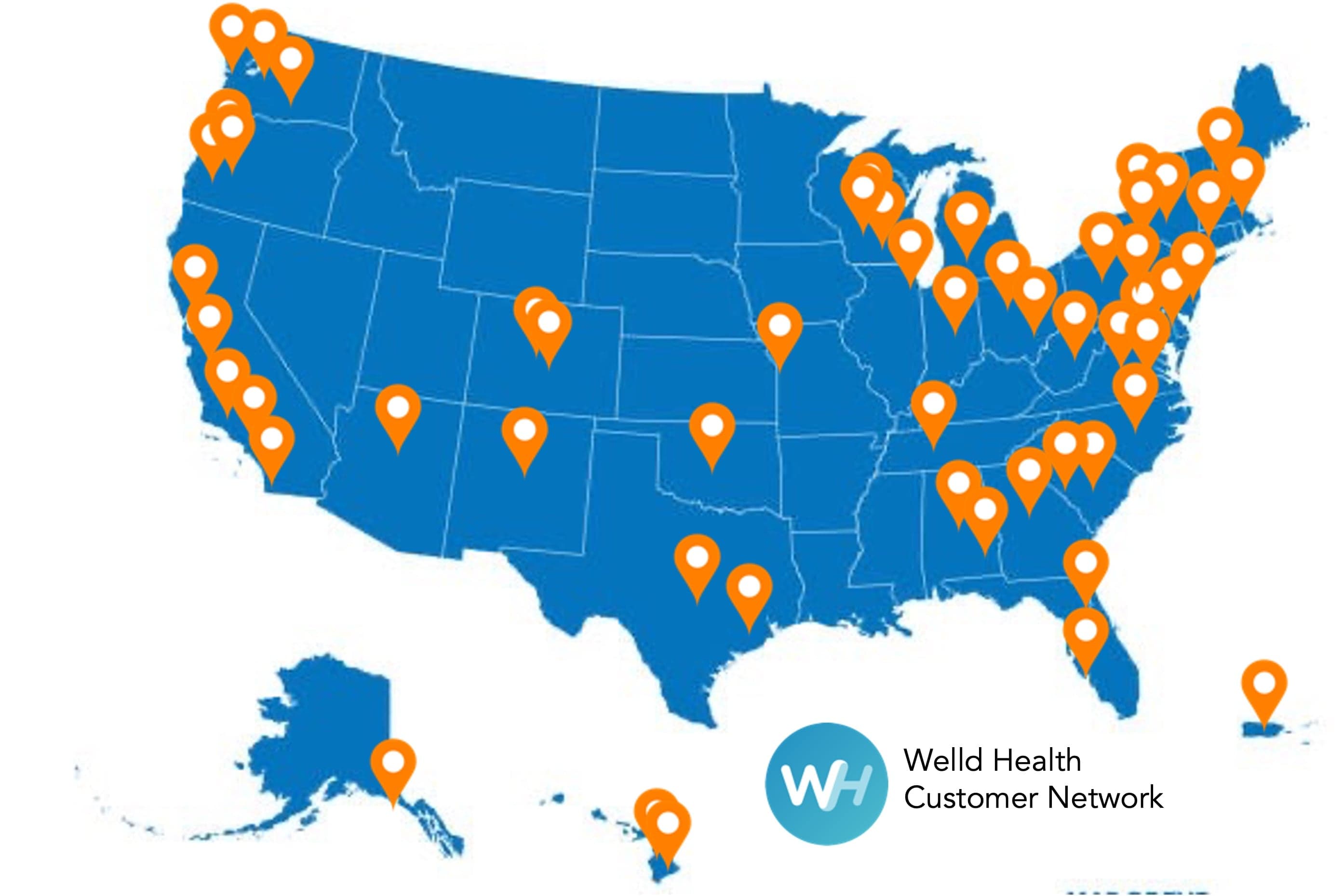 Welld Health network map across the United States